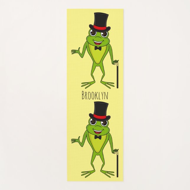 Funny frog with top hat cartoon yoga mat (Front)