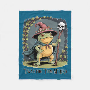 Funny Frog Wizard twas The tism M'lord Fantasy Art Fleece Blanket