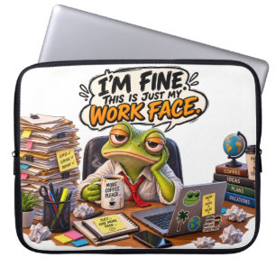 Funny Frog Work Face Laptop Sleeve - Desk Humour