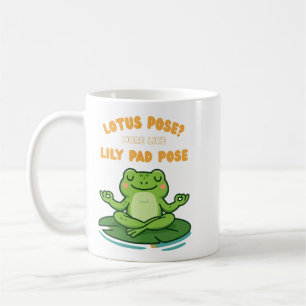 Funny Frog Yoga Cartoon Lotus Lily Pad Pose Design Coffee Mug