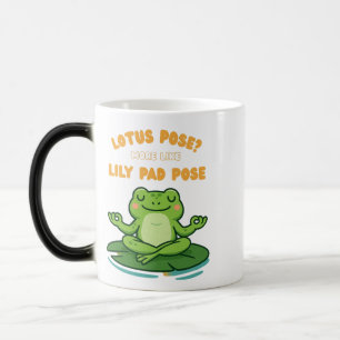 Funny Frog Yoga Cartoon Lotus Lily Pad Pose Design Magic Mug