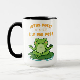 Funny Frog Yoga Cartoon Lotus Lily Pad Pose Design Mug