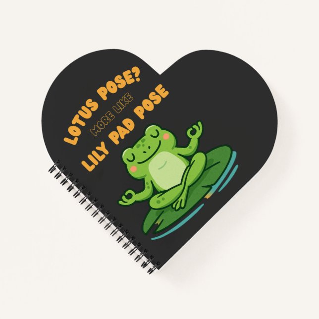 Funny Frog Yoga Cartoon Lotus Lily Pad Pose Design Notebook (Front)