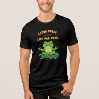 Funny Frog Yoga Cartoon Lotus Lily Pad Pose Design Tri-Blend Shirt
