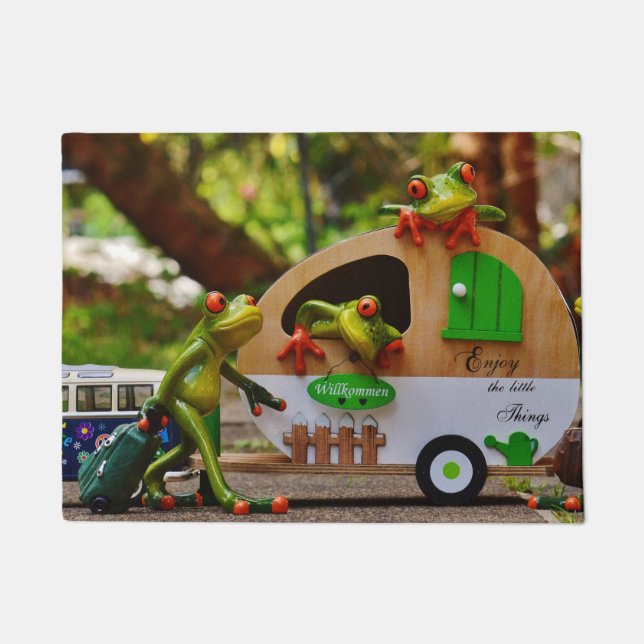 Funny Frogs Bid You Welcome Door Mat (Front)
