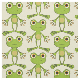Funny frogs green animals cute childish template fabric
