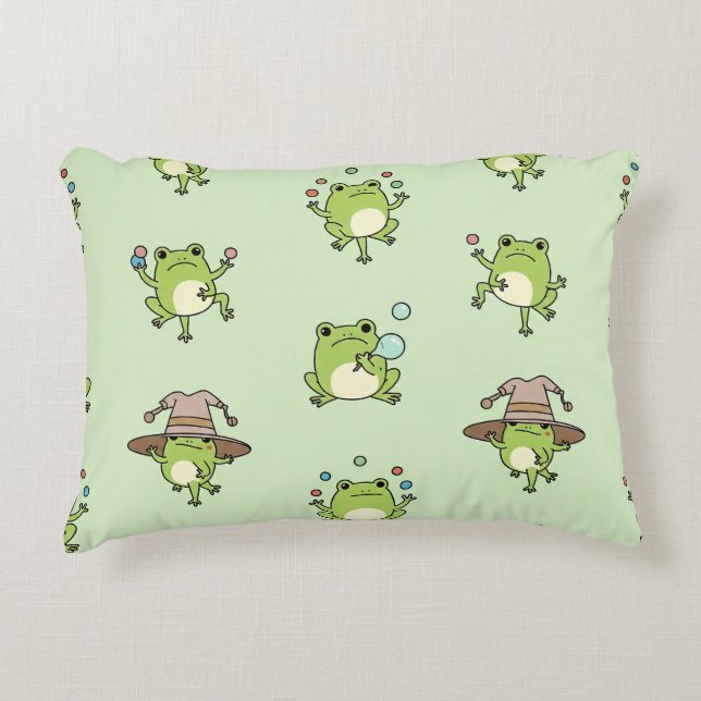 Funny Frogs on the Go Decorative Cushion (Front)