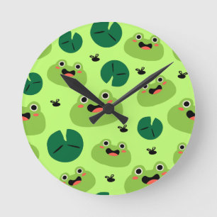 Funny frogs round clock