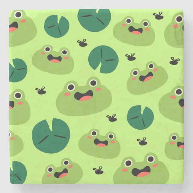 Funny frogs stone coaster (Front)