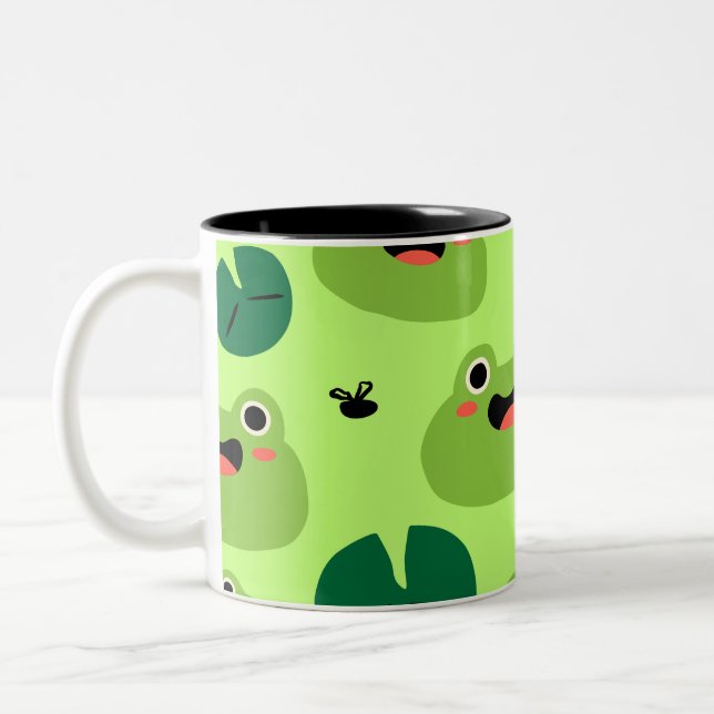 Funny frogs Two-Tone coffee mug (Left)