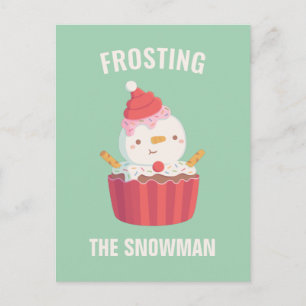 Funny Frosting The Snowman Christmas Greeting Postcard