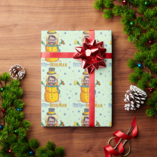 Funny Frosty Beer Man Humour Custom Photo Christma Wrapping Paper