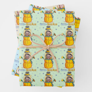 Funny Frosty Beer Man Humour Custom Photo Christma Wrapping Paper Sheet