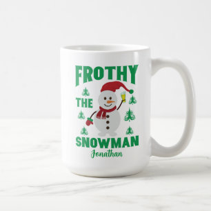 Funny Frothy the Snowman  Personalised Coffee Mug