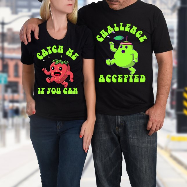 Funny Fruit Custom Name Matching Running Couples T-Shirt (Creator Uploaded)