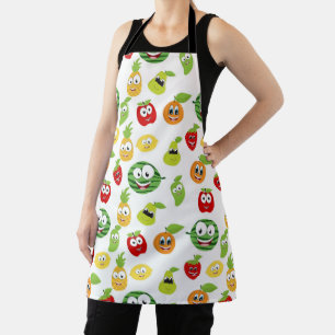 Funny Fruit Gums With Faces Pattern Apron