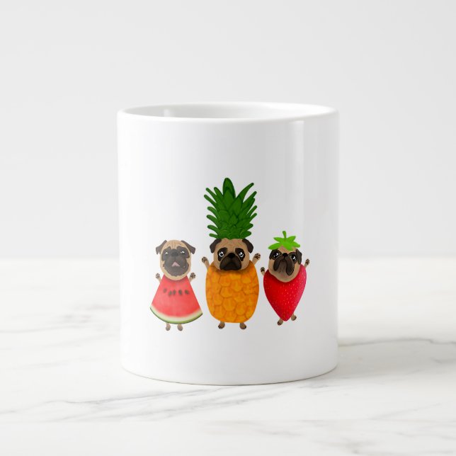 Funny Fruit Pug Cute Dog Gift | Pet Lover  Large Coffee Mug (Front)