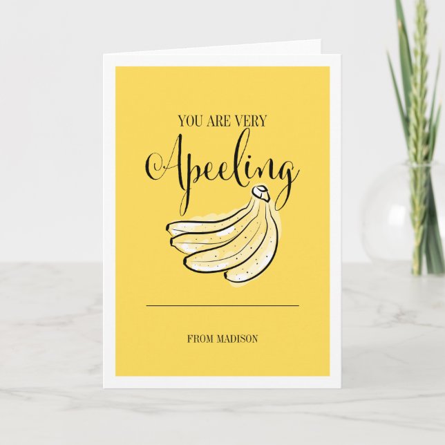 Funny Fruit Pun Apeeling Banana Valentine Card (Front)