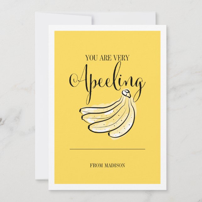 Funny Fruit Pun Apeeling Banana Valentine Card (Front)