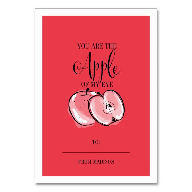 Funny Fruit Pun Apple Classroom Valentine Card (Front)