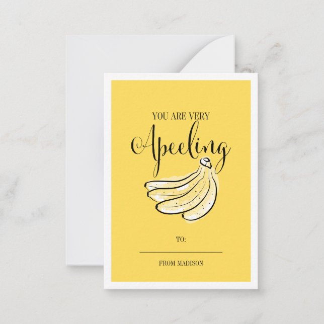 Funny Fruit Pun Banana Classroom Valentine Card (Front)