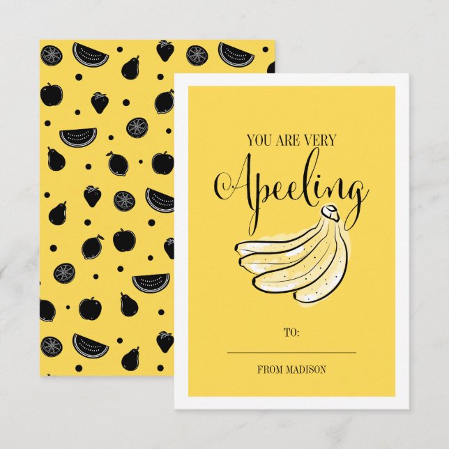 Funny Fruit Pun Banana Classroom Valentine Card (Front/Back)