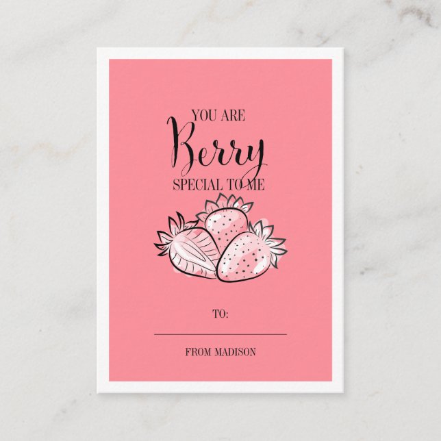 Funny Fruit Pun Berry Classroom Valentine Card (Front)