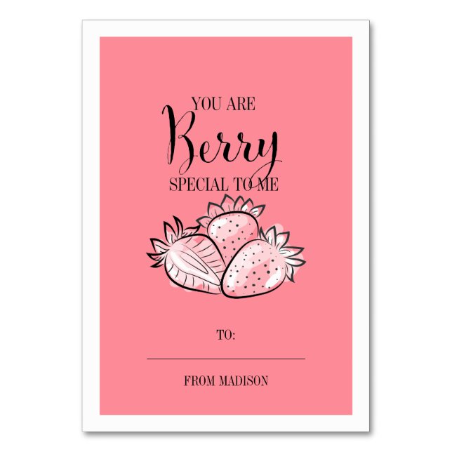 Funny Fruit Pun Berry Classroom Valentine Card (Front)