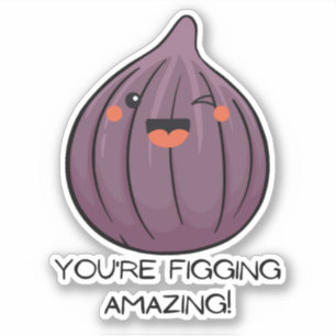 Funny fruit pun fig kawaii face for water bottle