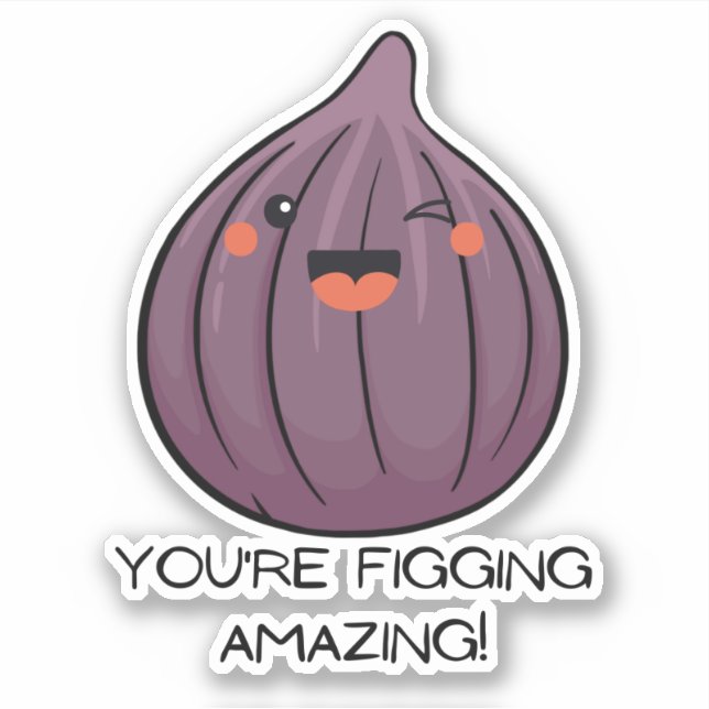 Funny fruit pun fig kawaii face for water bottle (Front)