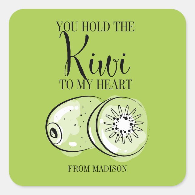 Funny Fruit Pun Kiwi Heart Valentine Sticker (Front)