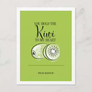 Funny Fruit Pun Kiwi To Heart Valentine Postcard