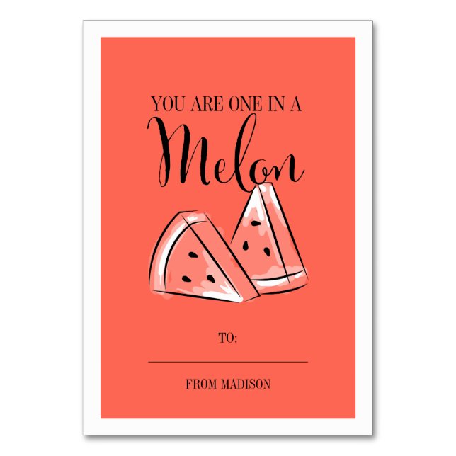 Funny Fruit Pun Melon Classroom Valentine Card (Front)