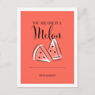 Funny Fruit Pun Melon Valentine Postcard
