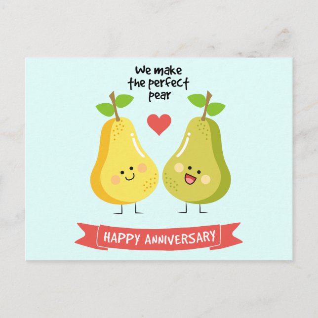 Funny fruit pun we make the perfect pear postcard (Front)