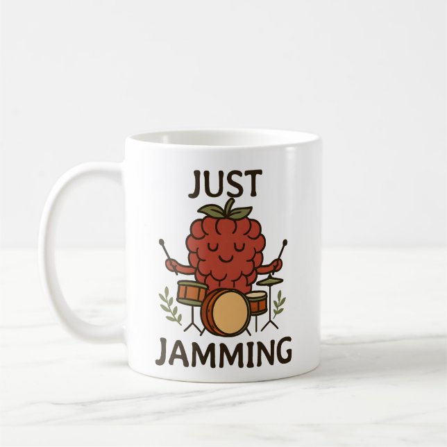 Funny Fruit – Raspberry Just Jamming Coffee Mug (Left)