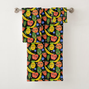 Funny Fruit Salad Whimsical Colourful Bath Towel Set