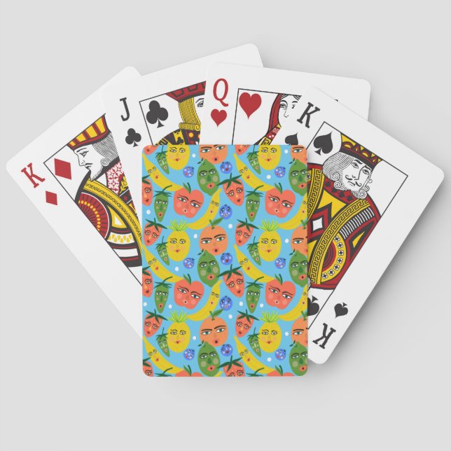 Funny Fruit Salad Whimsical Colourful Playing Cards (Back)