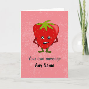 Funny Fruit - Unimpressed Strawberry Pink Custom Card