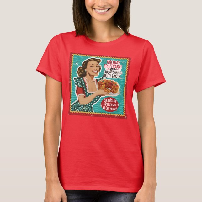 Funny Fruitcake Christmas Girl - Retro T Shirt  (Front)