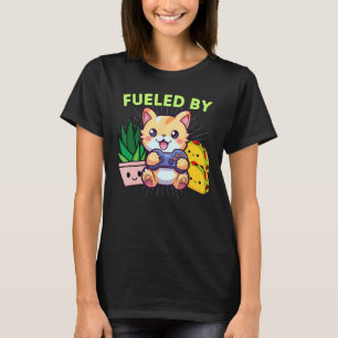 Funny Fuelled By Cats Plants & Tacos Gaming T-Shirt