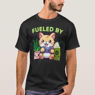 Funny Fuelled By Gamer Cat Plants Matcha Lattes &  T-Shirt