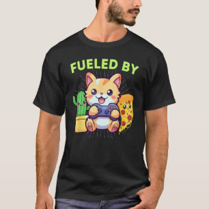 Funny Fuelled By Gamer Cat Plants Pizza & T-Shirt