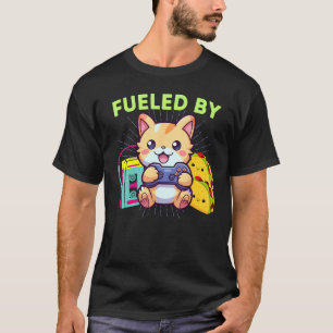 Funny Fuelled By Gaming Cats Tacos & The 80s Gamer T-Shirt