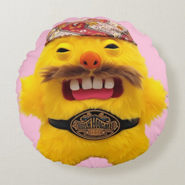 Funny Fugglers Wrestler  Round Cushion (Front)