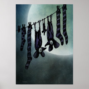 Funny Full Moon Bats Poster