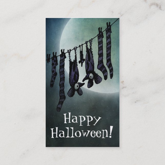 Funny Full Moon Halloween Bats Business Card (Back)