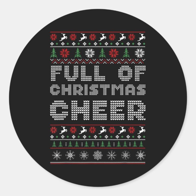 Funny Full Of Christmas Cheer Beer Ugly Matching C Classic Round Sticker (Front)