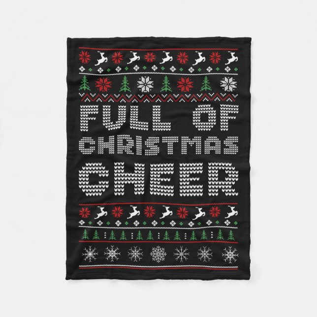Funny Full Of Christmas Cheer Beer Ugly Matching C Fleece Blanket (Front)