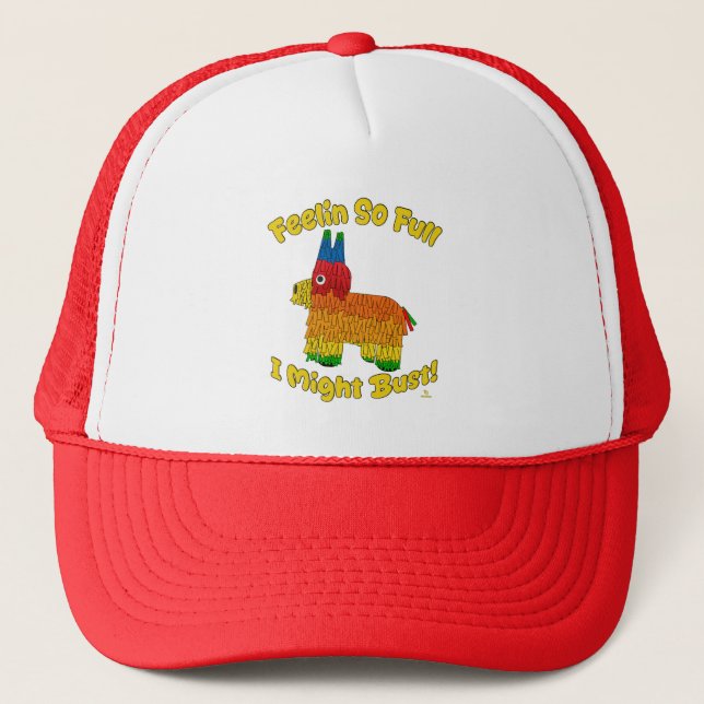 Funny Full Pinata Cartoon Fun Party Motto Trucker Hat (Front)